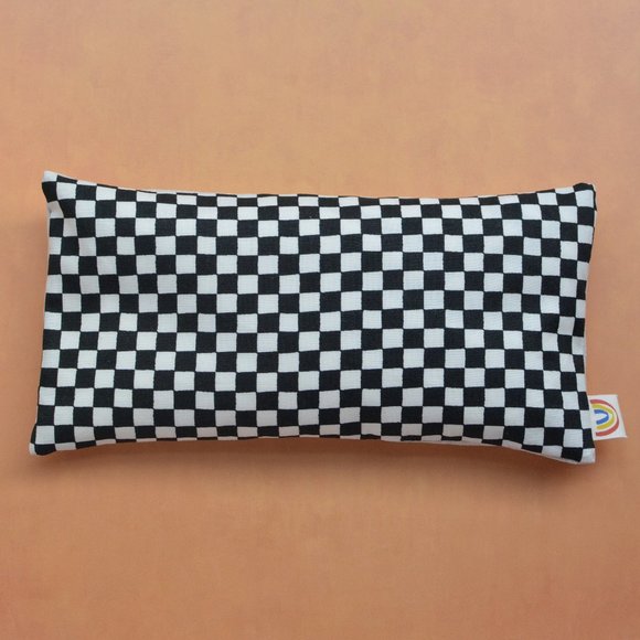 Lavender Weighted Eye Pillow in Black and Natural Checkerboard - Picture 3 of 4